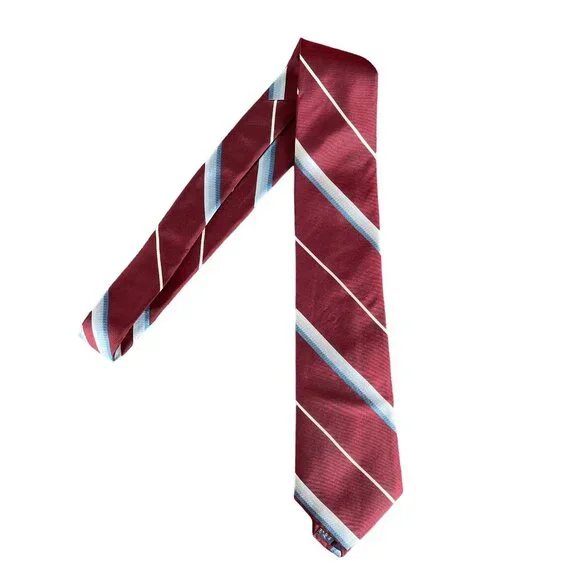 Vintage Burgundy Red Striped Silk Mens Tie Necktie #103 3.25"W by Damon Creation - Picture 1 of 5